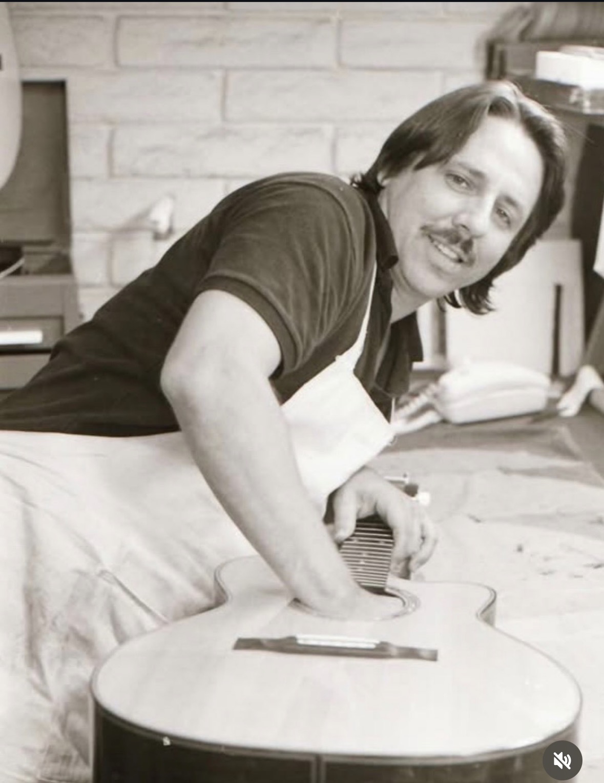 Archival photograph from The Guitar Shoppe workshop